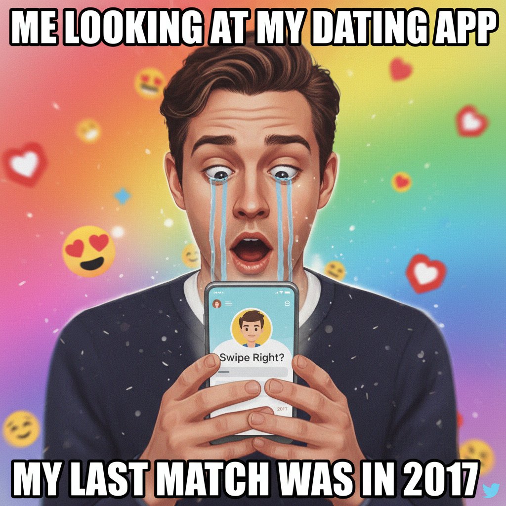 Swiped right on my soulmate, then realized their profile was from 2017. The pain.