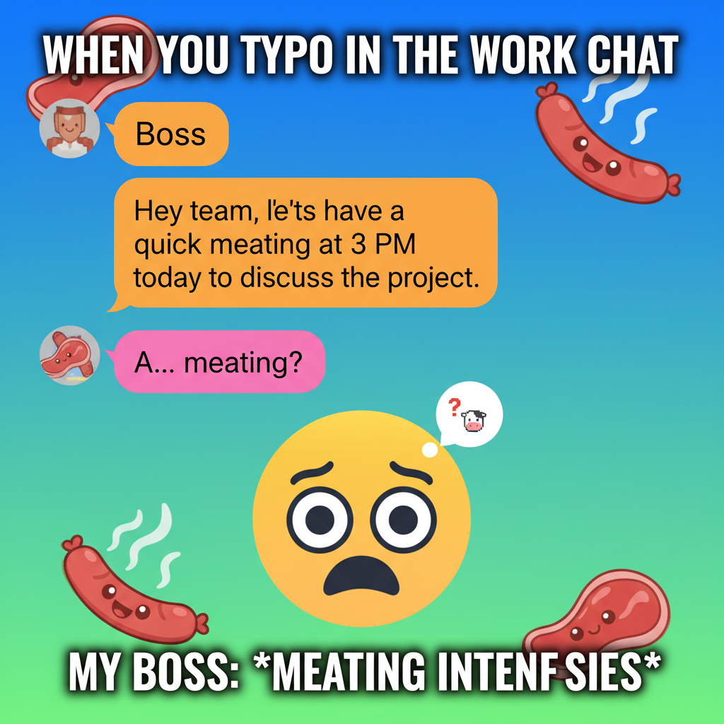Autocorrect just changed 'meeting' to 'meating.' My boss is going to love this.