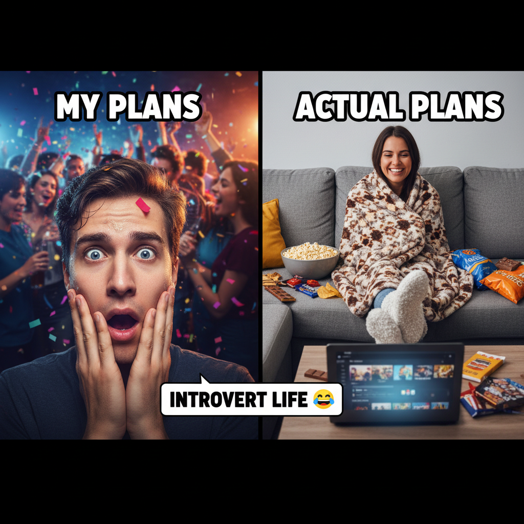 My brain trying to socialize vs. my brain when I'm alone with snacks. #IntrovertLife