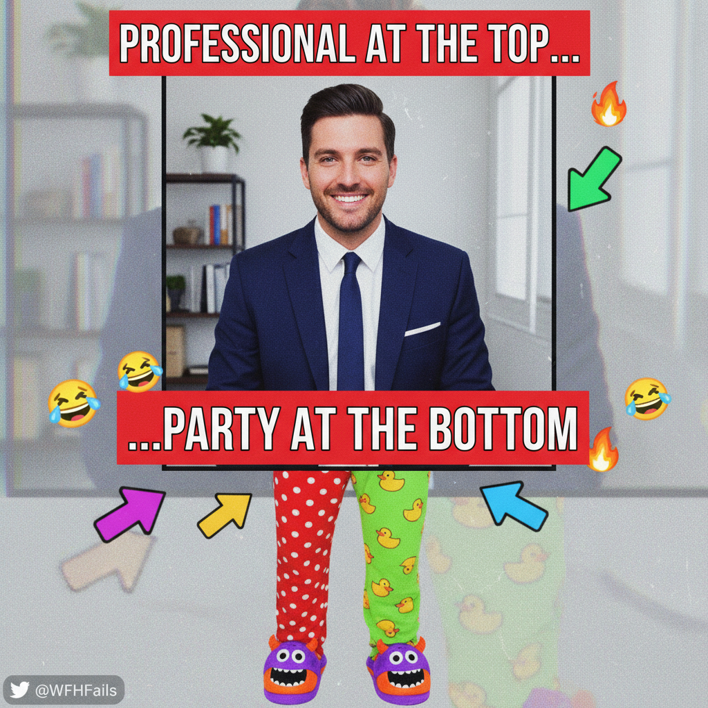 My 'professional' work-from-home attire is a business top and pajama bottoms. Don't tell my boss.