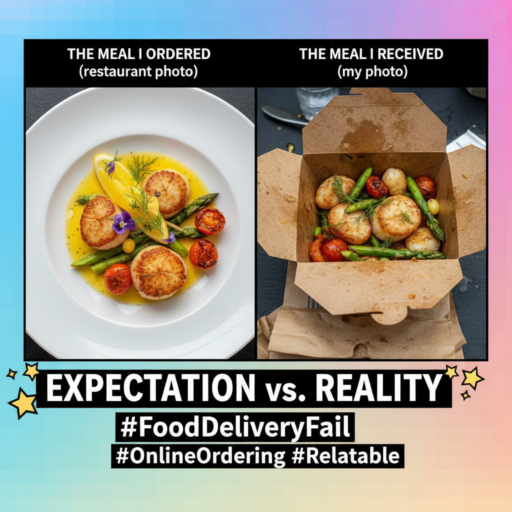 Food delivery expectations: gourmet meal. Reality: my order spilled in the bag.