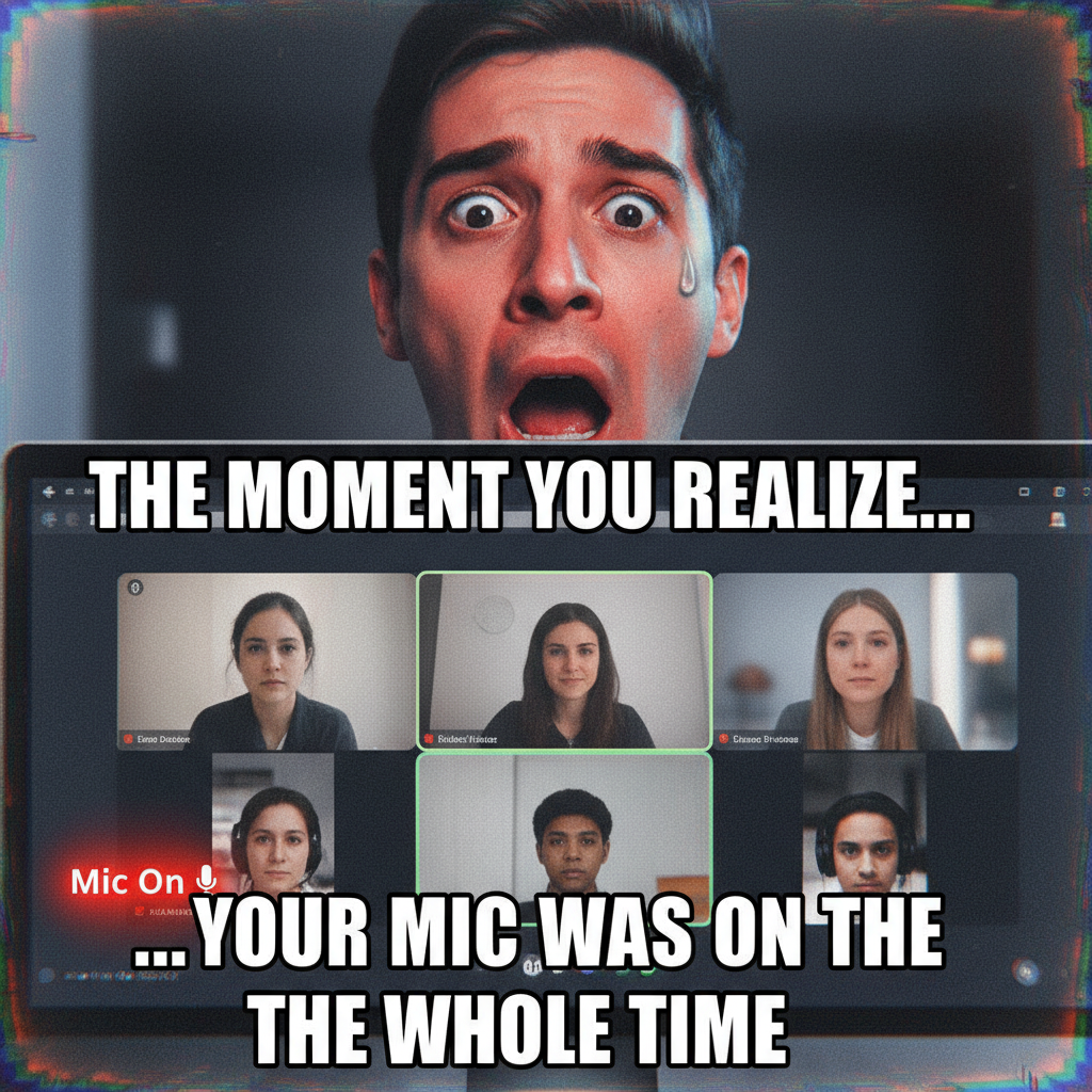 My mic was on during the entire Zoom meeting. They heard EVERYTHING. Send help.