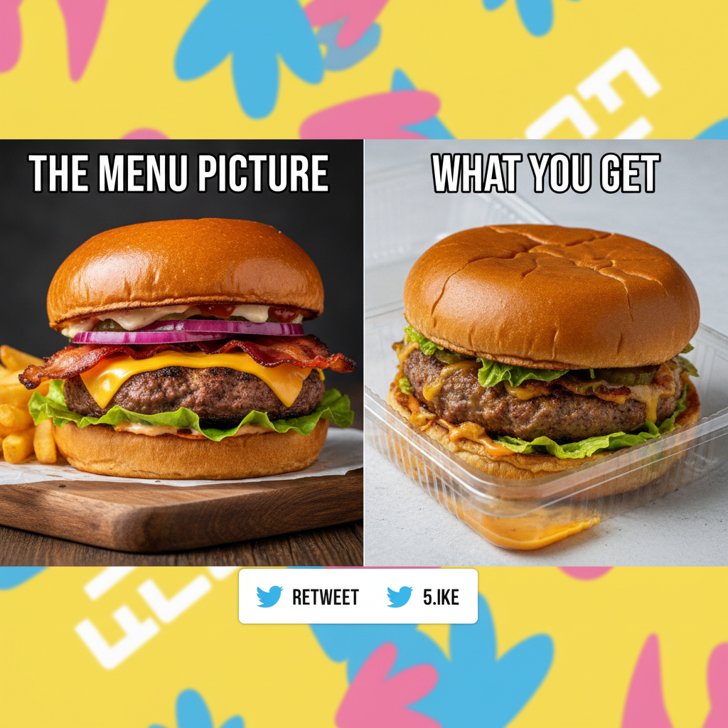 Ordered a gourmet burger. Got a sad patty that looks like it lost a fight. #FoodDeliveryFail