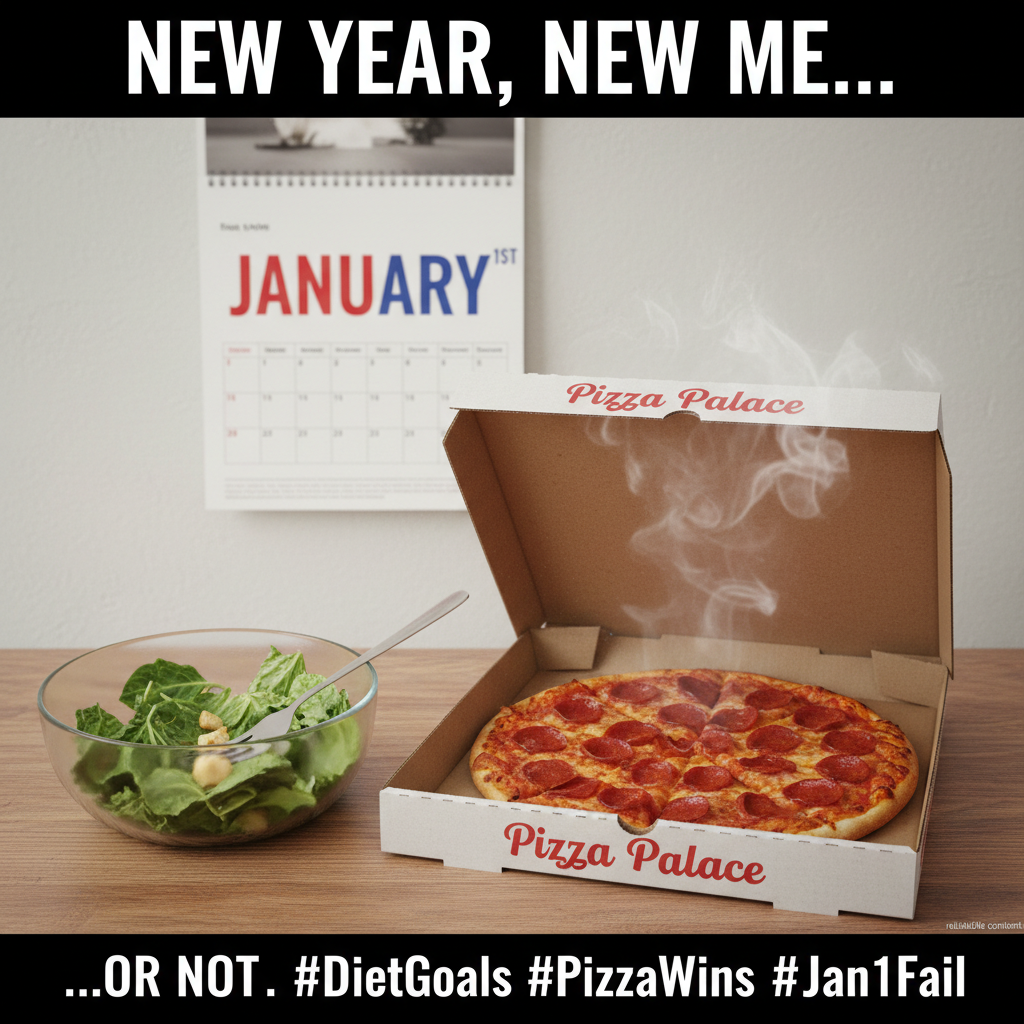 My New Year's resolution to 'eat healthier' lasted until lunch on Jan 1st. Nailed it.