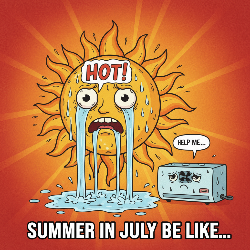 It's 90 degrees but feels like 110. My AC is weeping. Send ice.