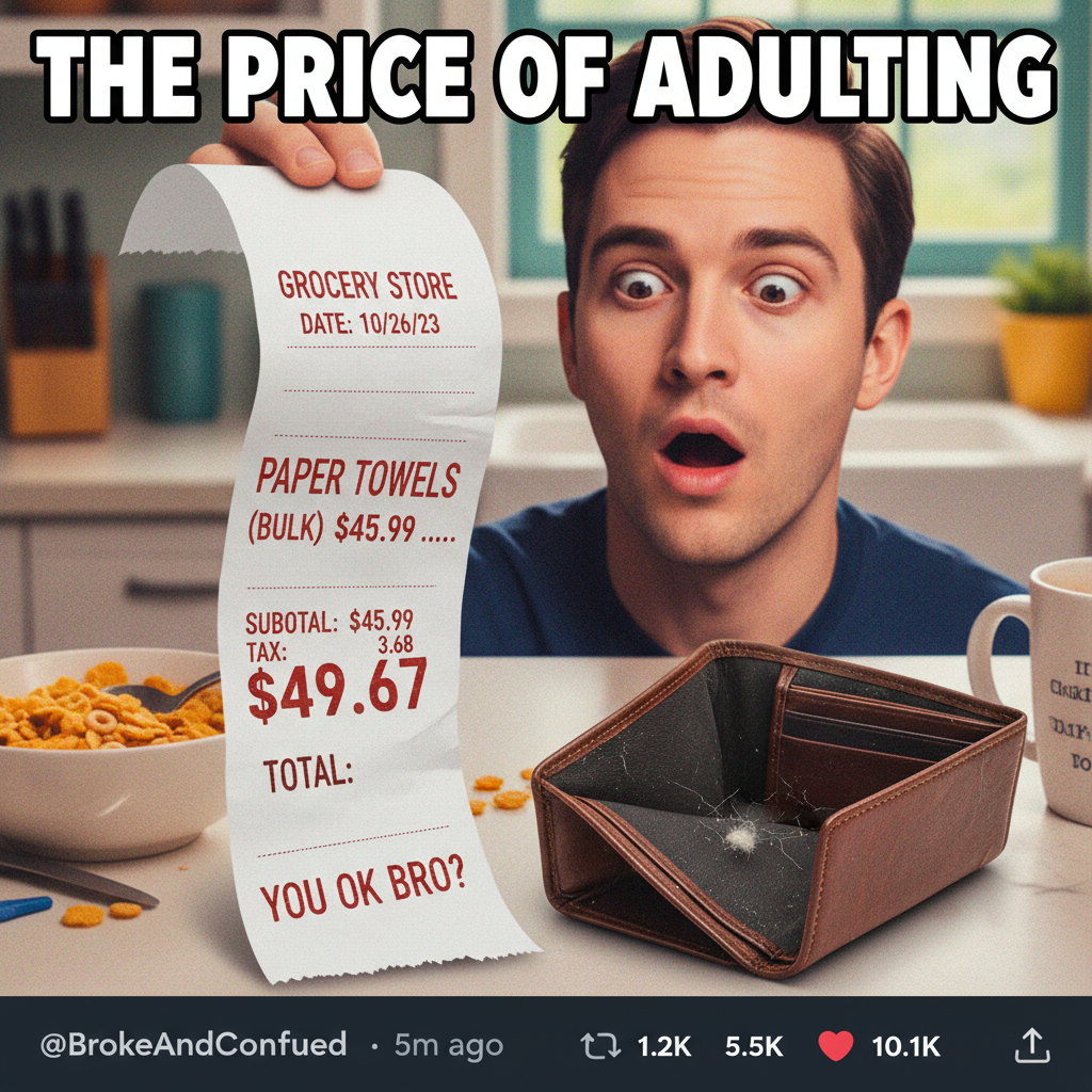 Adulting is just realizing you have to buy your own paper towels. And they're expensive.