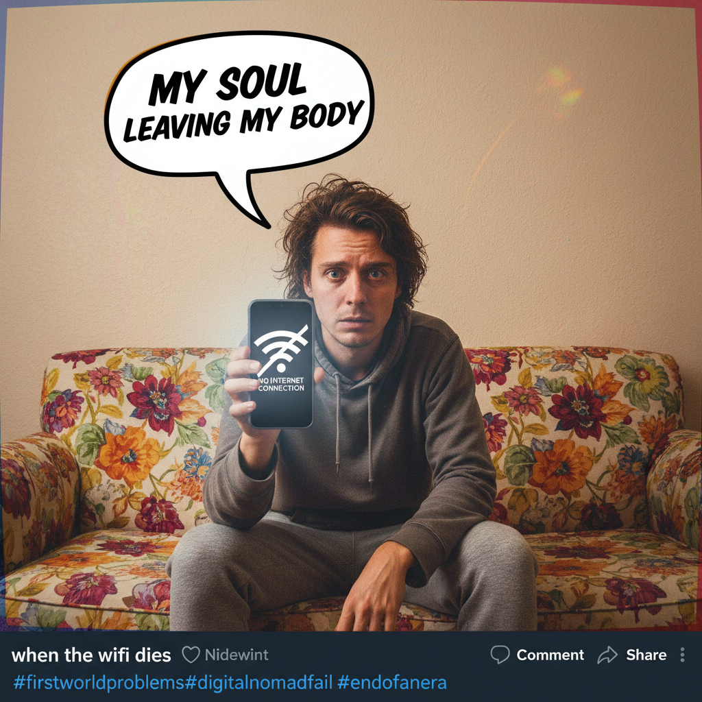 The wifi went down. Guess I'll just... stare at the wall? What is life? #NoWifi