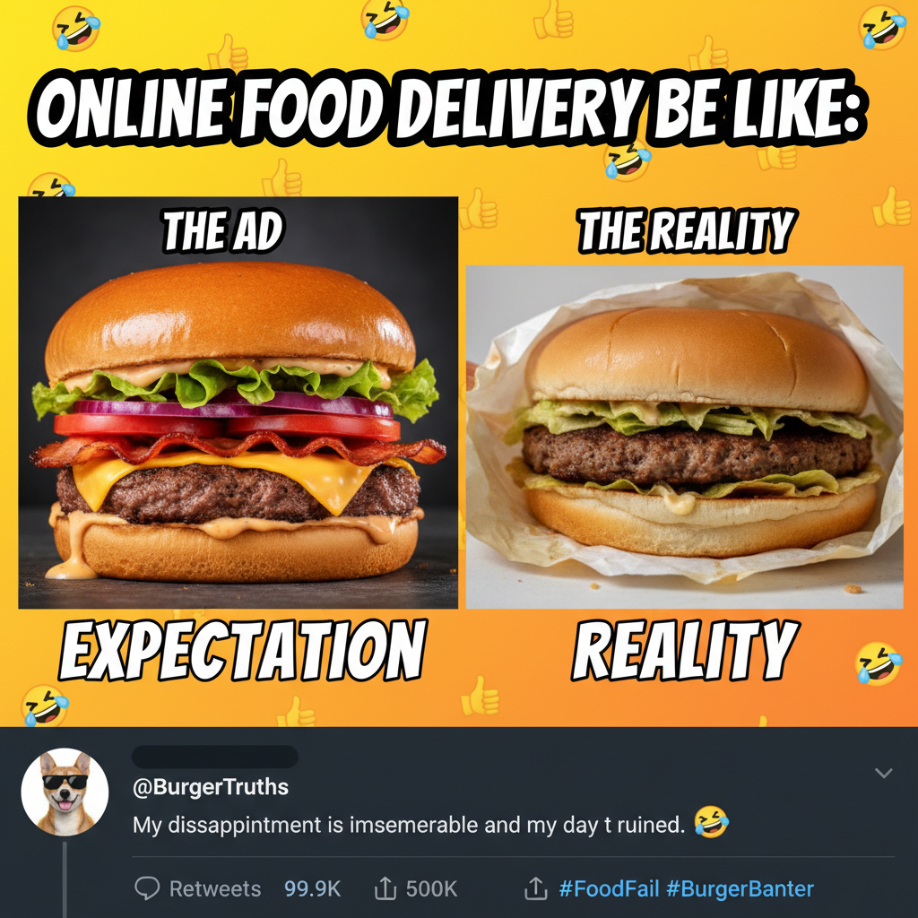 Ordered a gourmet burger, got a sad patty that looks like it lost a fight.