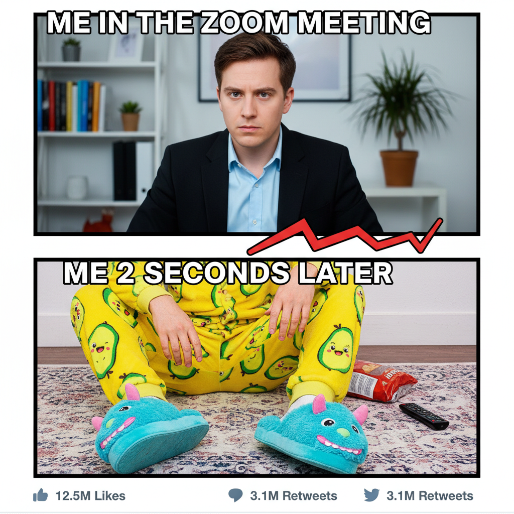 My 'work from home' outfit is 50% pajamas, 50% existential dread.