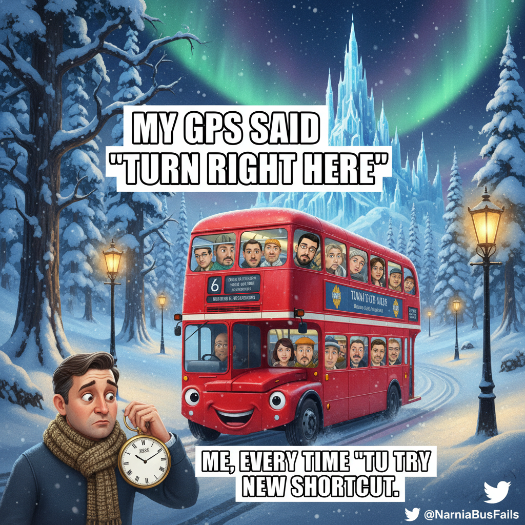 The bus driver just took a shortcut through Narnia. I'm late for work.