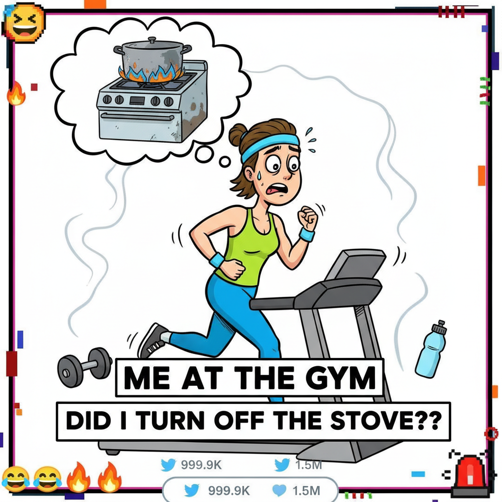 My gym routine: 10% workout, 90% contemplating if I left the stove on.