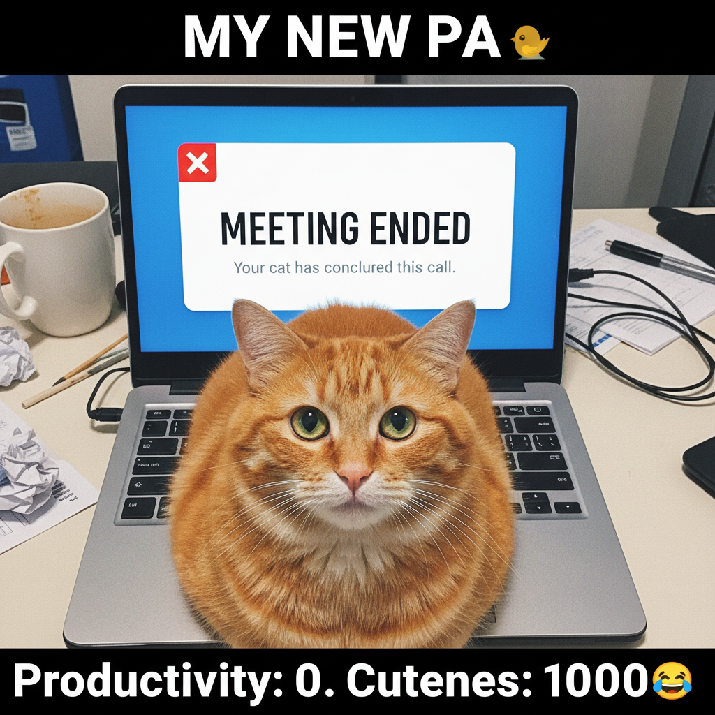 Someone's cat just walked across their keyboard and ended the Zoom meeting. Hero. #WfhLife