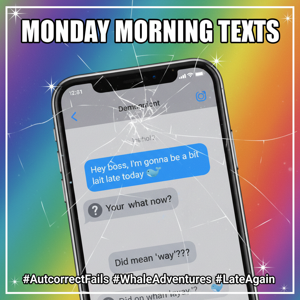 Autocorrect changed 'I'm on my way!' to 'I'm on my whale!' My boss is now very confused.