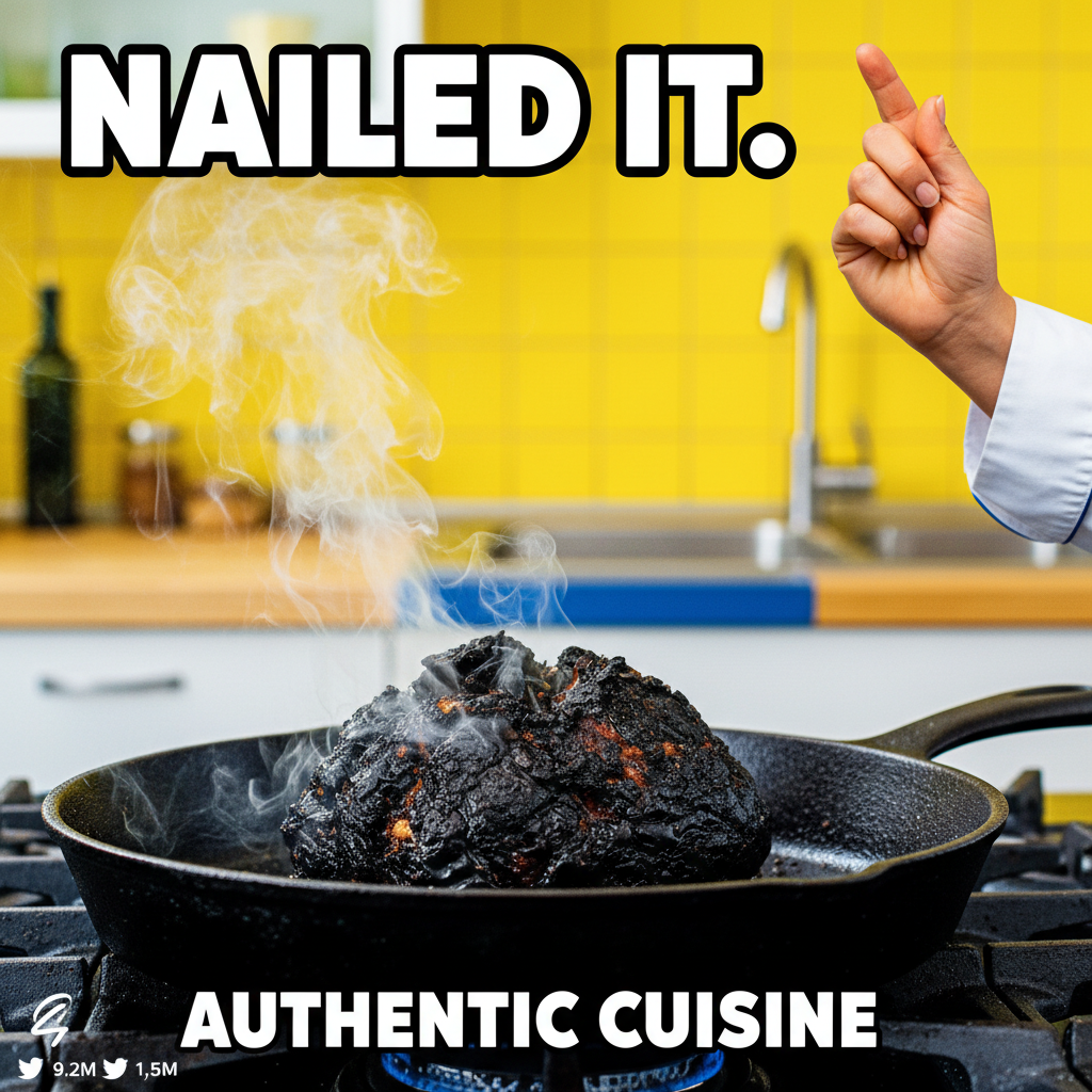 My 'easy' recipe turned into a charcoal briquette. Chef's kiss. 💀