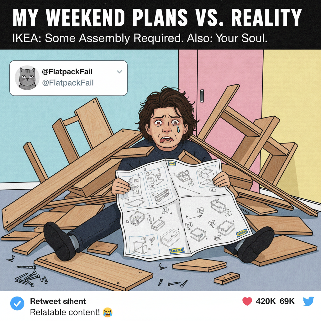 Just spent 3 hours trying to assemble IKEA furniture. Adulting is a scam.