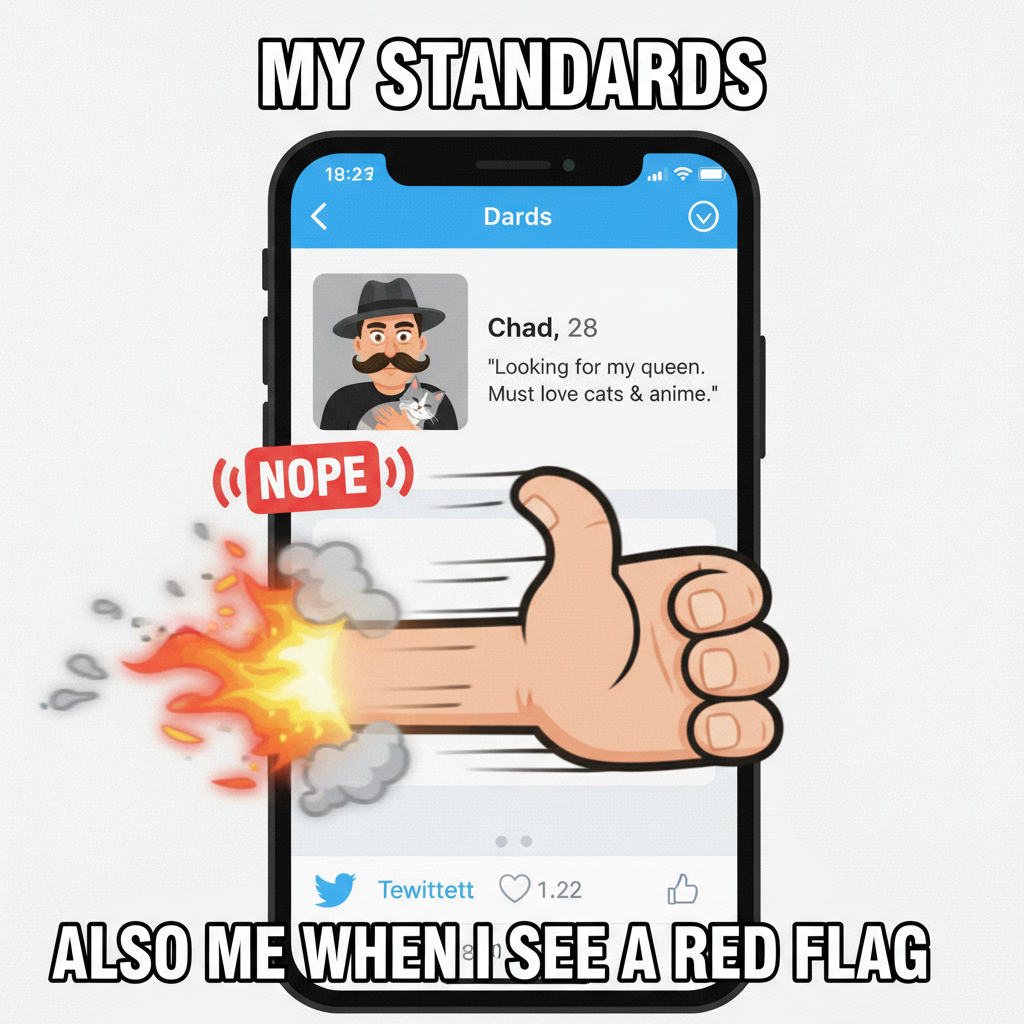 Matched with my ex's cousin. Swiped left so fast my finger caught fire. 🔥