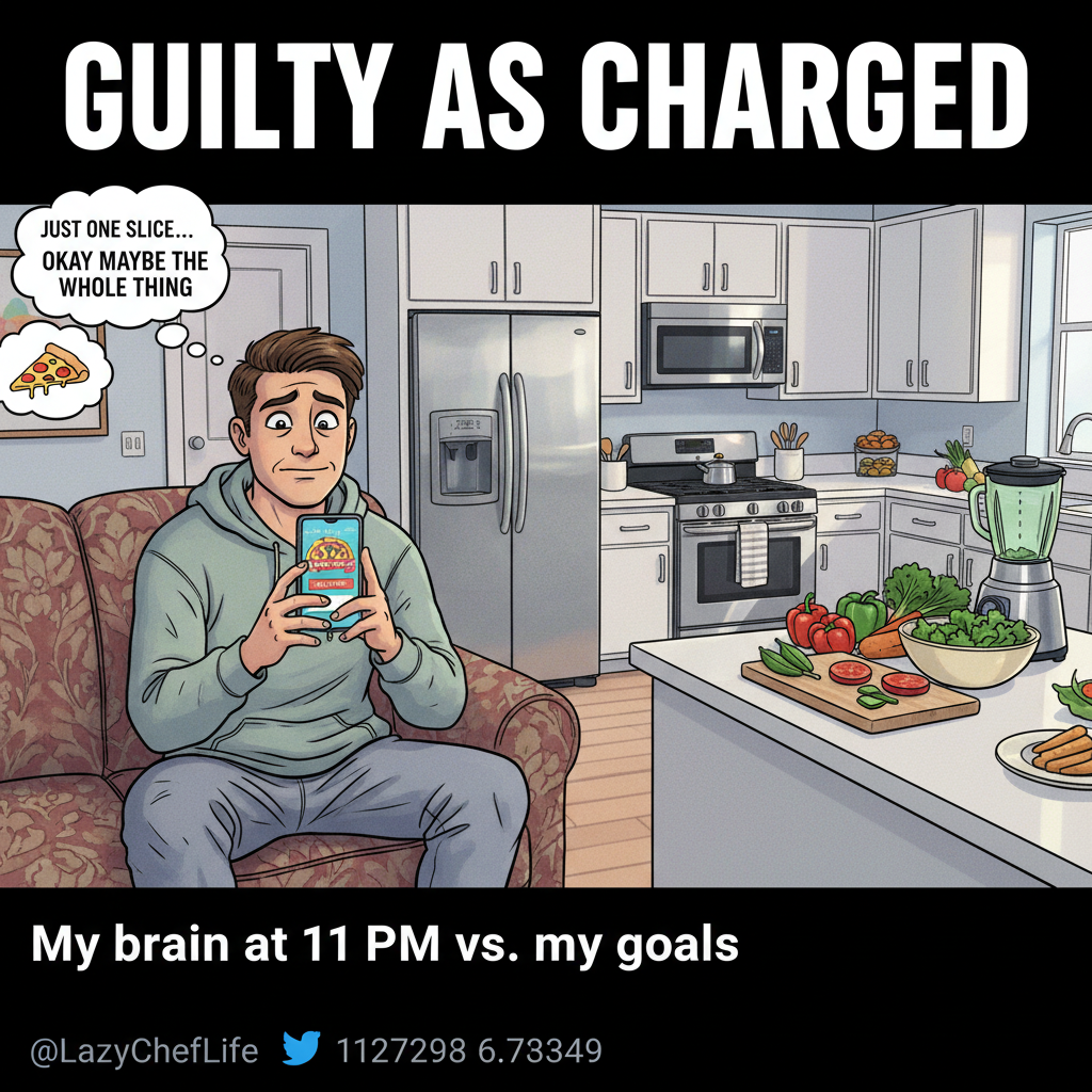 My New Year's Resolution was to cook more. Currently ordering pizza while staring at my unused kitchen.