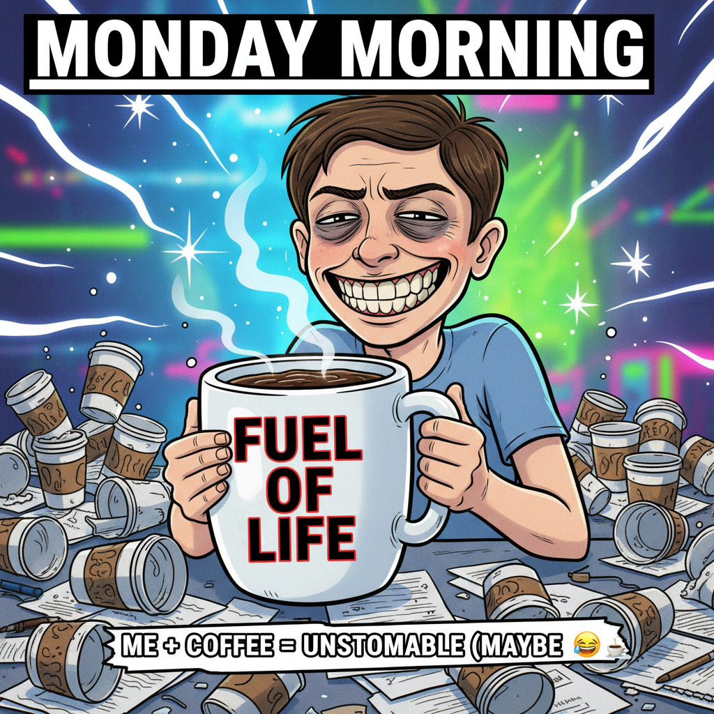 My blood type is now 80% coffee. The other 20% is sheer panic.