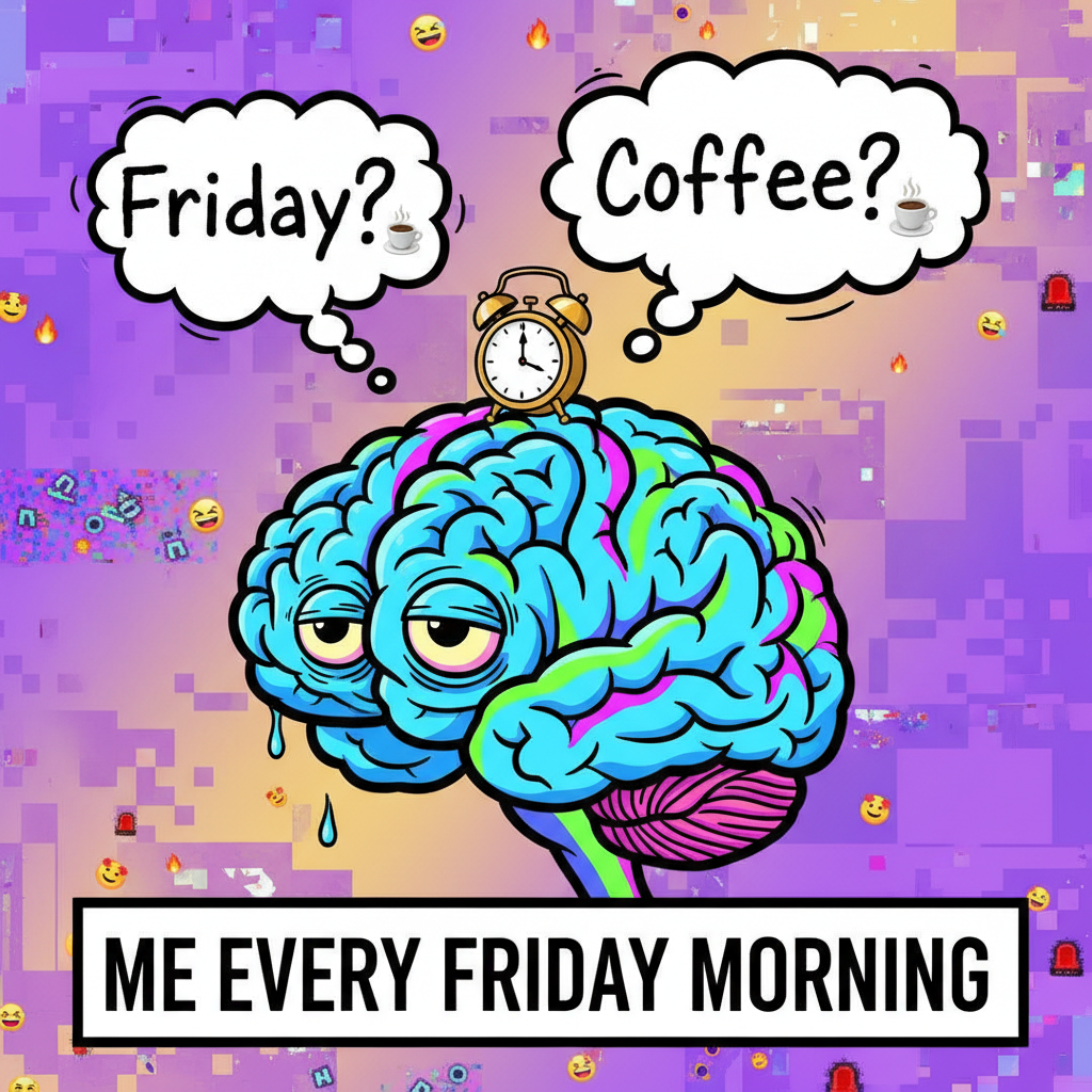 My brain on Monday mornings: 'Is it Friday yet?' #SendCoffee