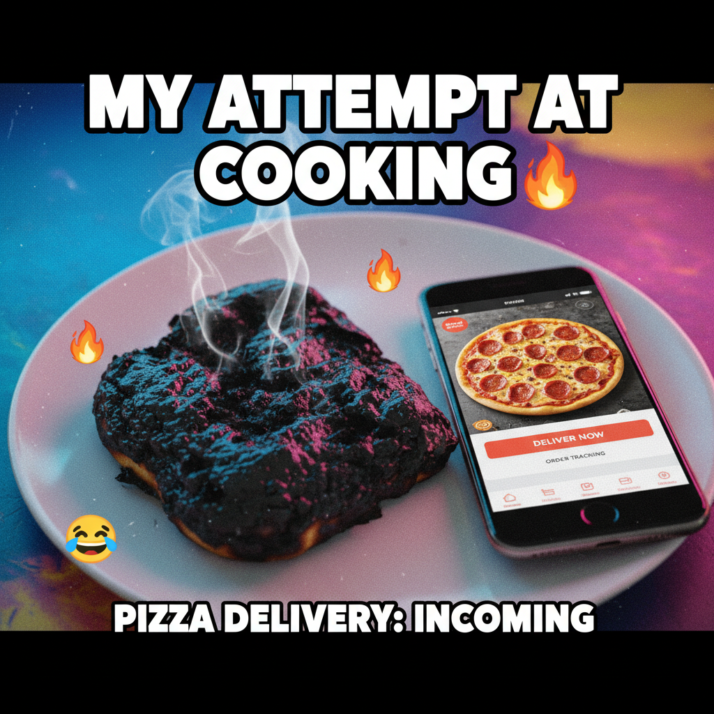 My 'gourmet' dinner turned into a charcoal briquette. Send help & pizza.