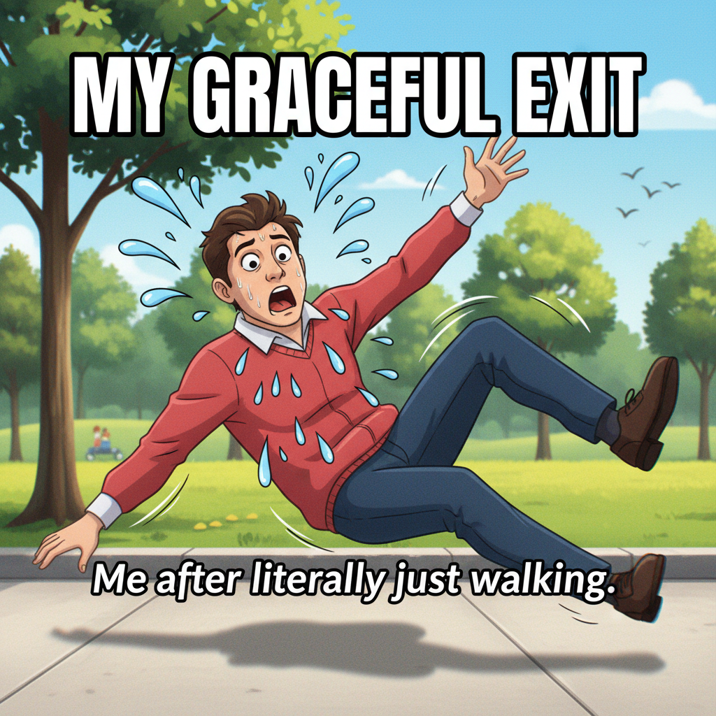 Me trying to use anime logic in real life: *falls dramatically after tripping*