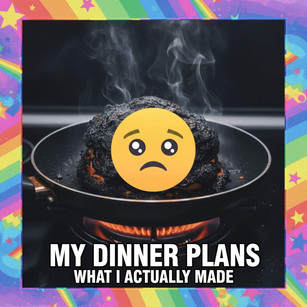 My 'gourmet' dinner looks like a crime scene. Send help (and a fire extinguisher). #cookingfails