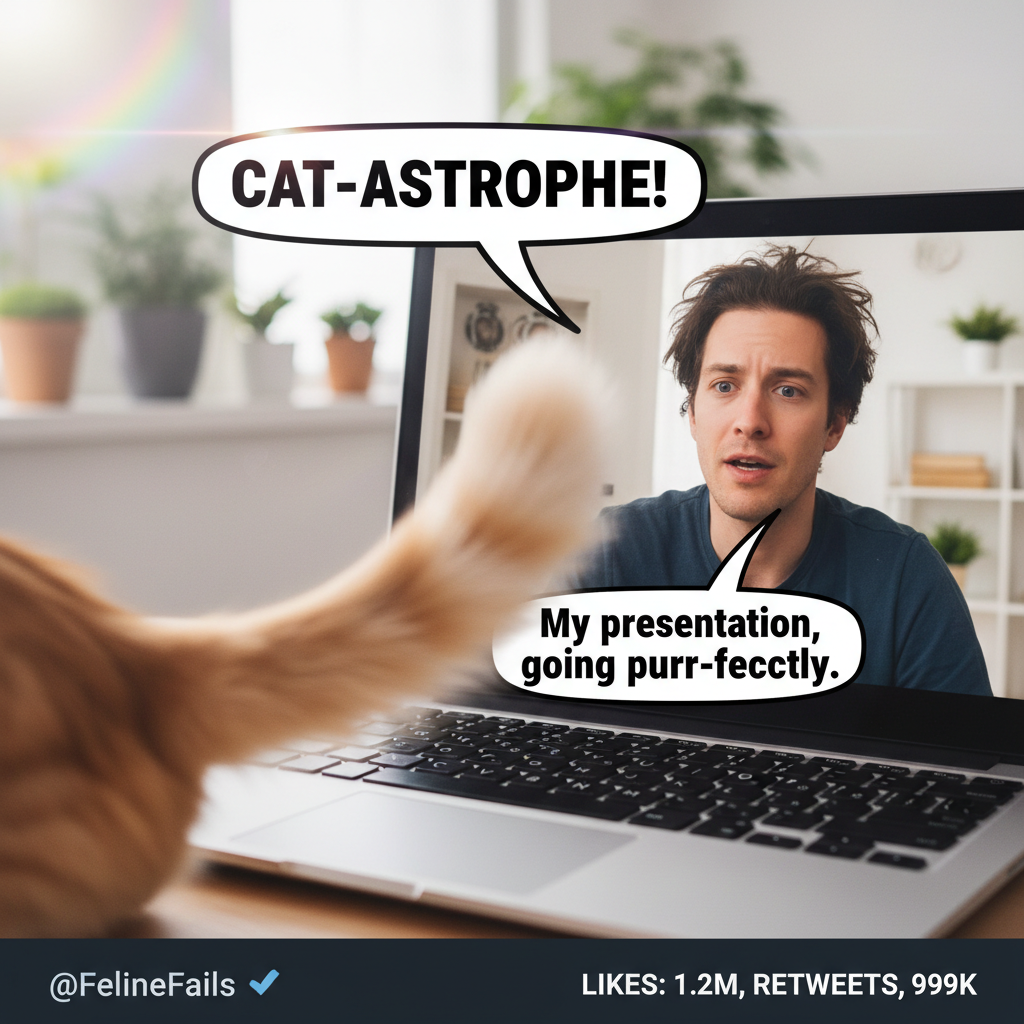 My camera's off but my cat just walked across my keyboard. Sorry, boss. #ZoomMeeting