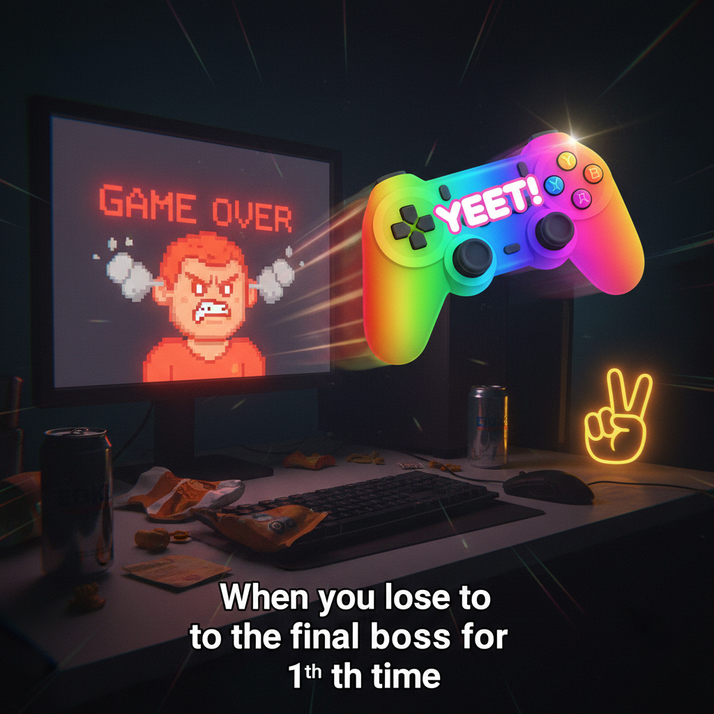 My controller just flew across the room. It wasn't my fault. The game cheated. #GamingRage