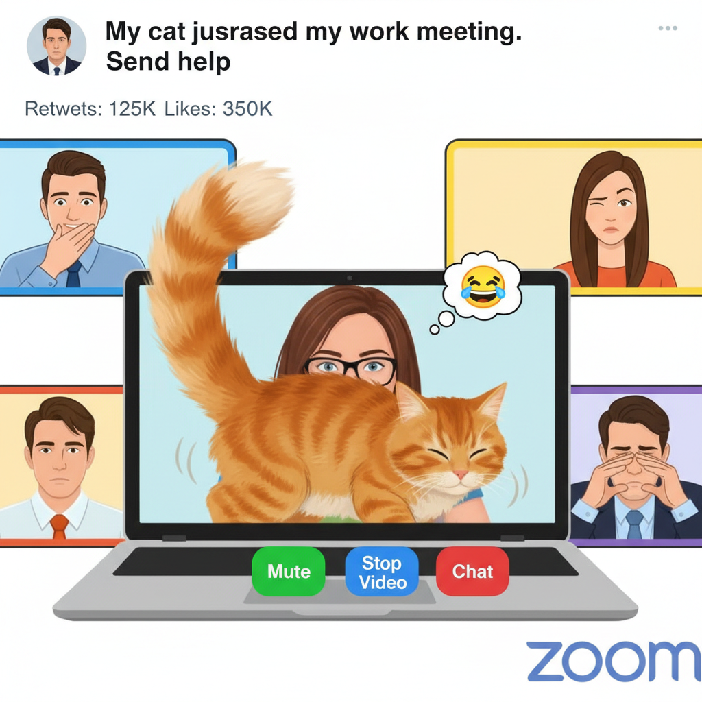 Someone's cat just walked across their keyboard during a Zoom meeting. We all pretended it was normal.