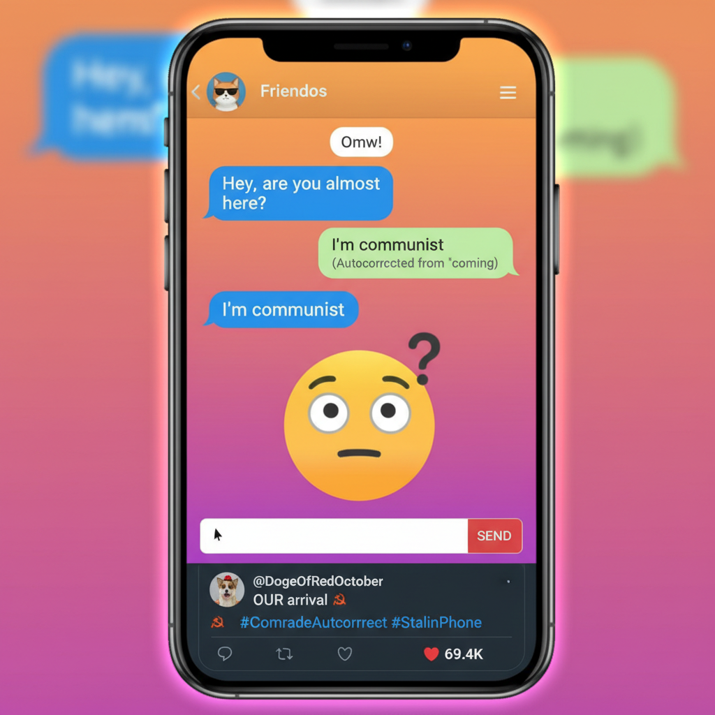 Autocorrect changed 'I'm coming' to 'I'm communist.' My boss is now very confused. 🤦‍♂️