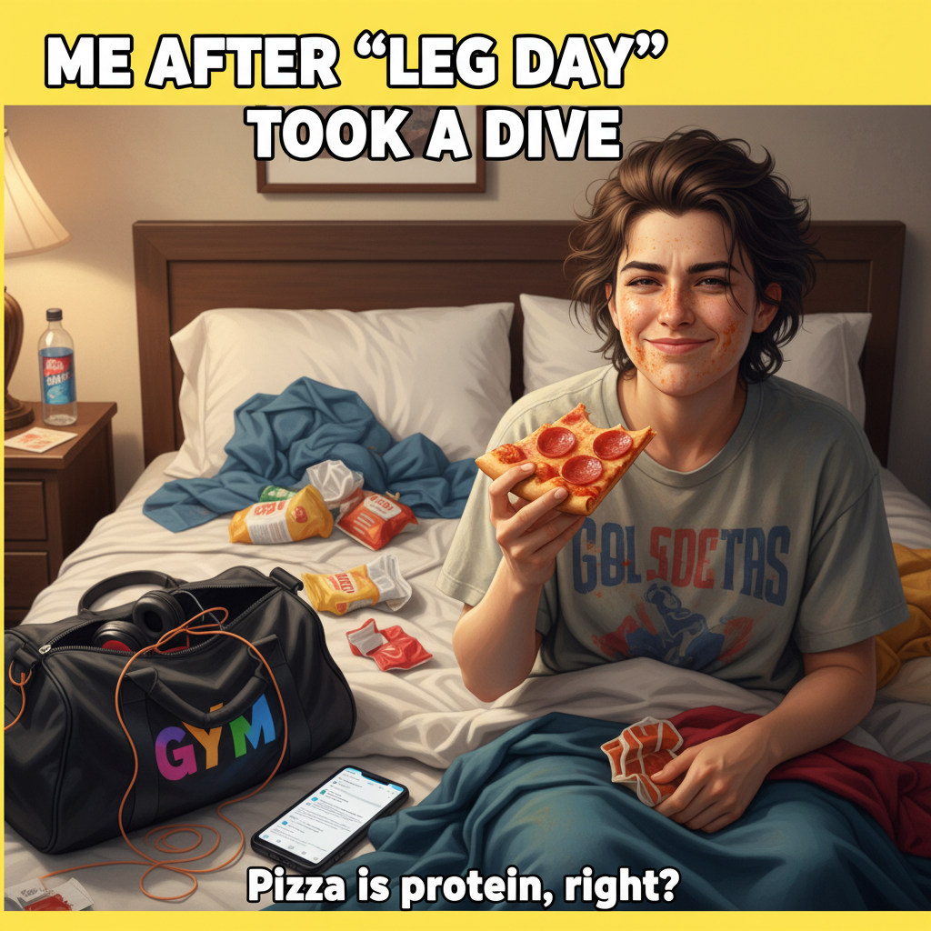 Day 3 of my 'new me' resolution: I'm eating pizza in bed. Progress, not perfection.
