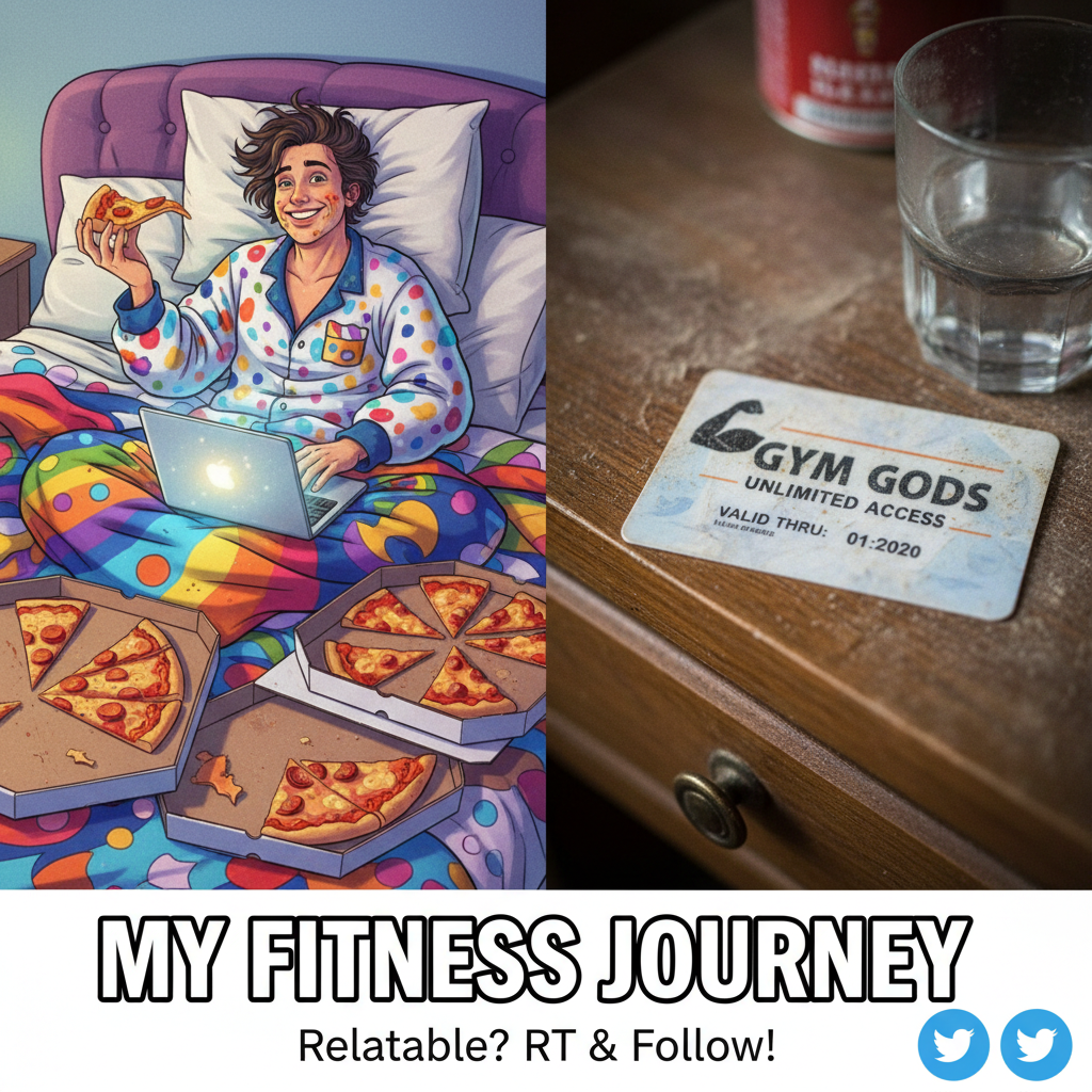 My New Year's resolution was to go to the gym. I'm currently eating pizza in bed. Nailed it.