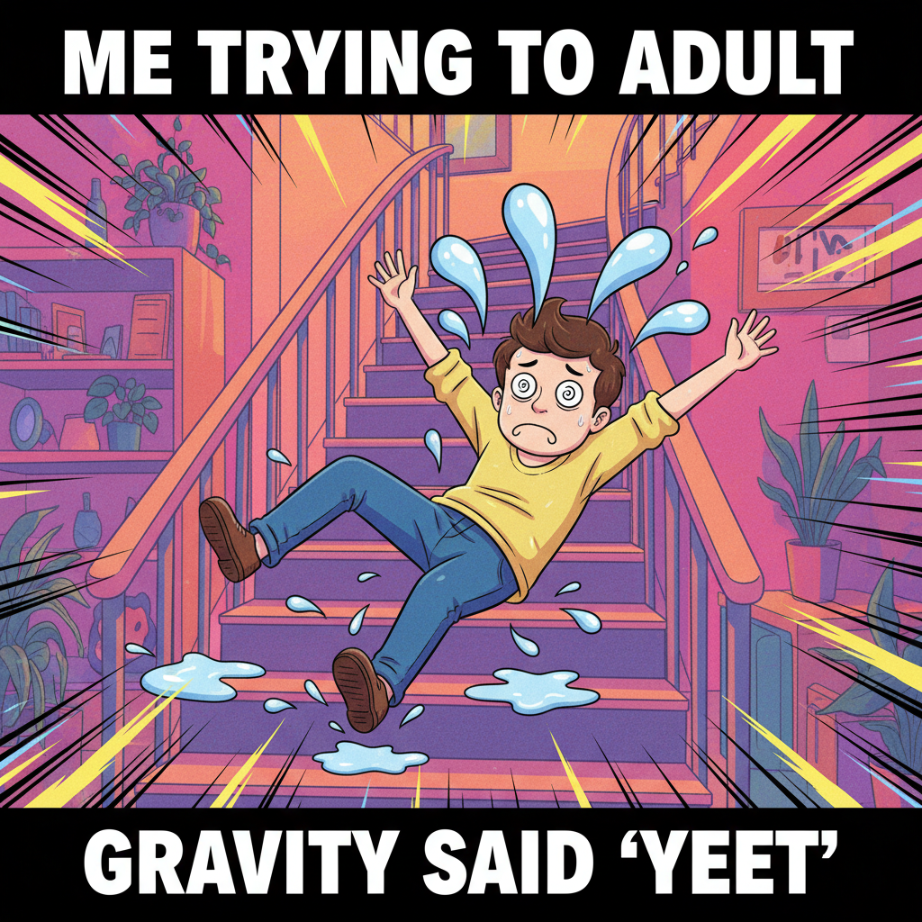 Me trying to use anime logic in real life: *falls down stairs dramatically*