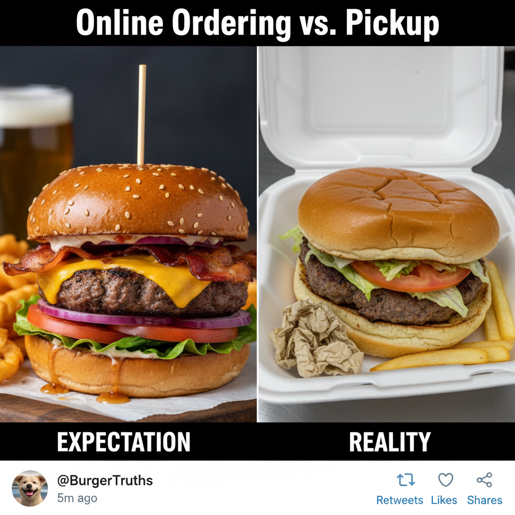 Ordered a gourmet burger, got a sad patty. My expectations vs. reality is a tragedy.