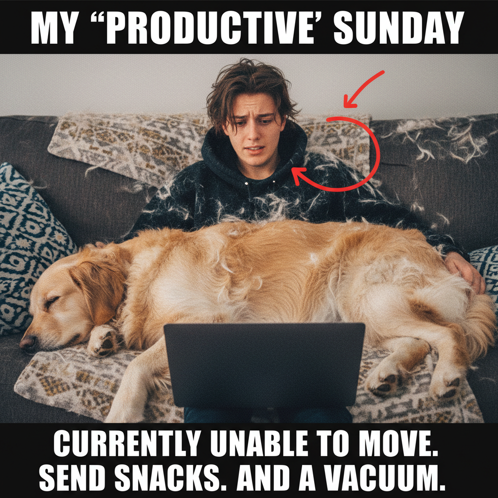 My pet thinks 'personal space' is a myth. Send coffee and lint rollers.