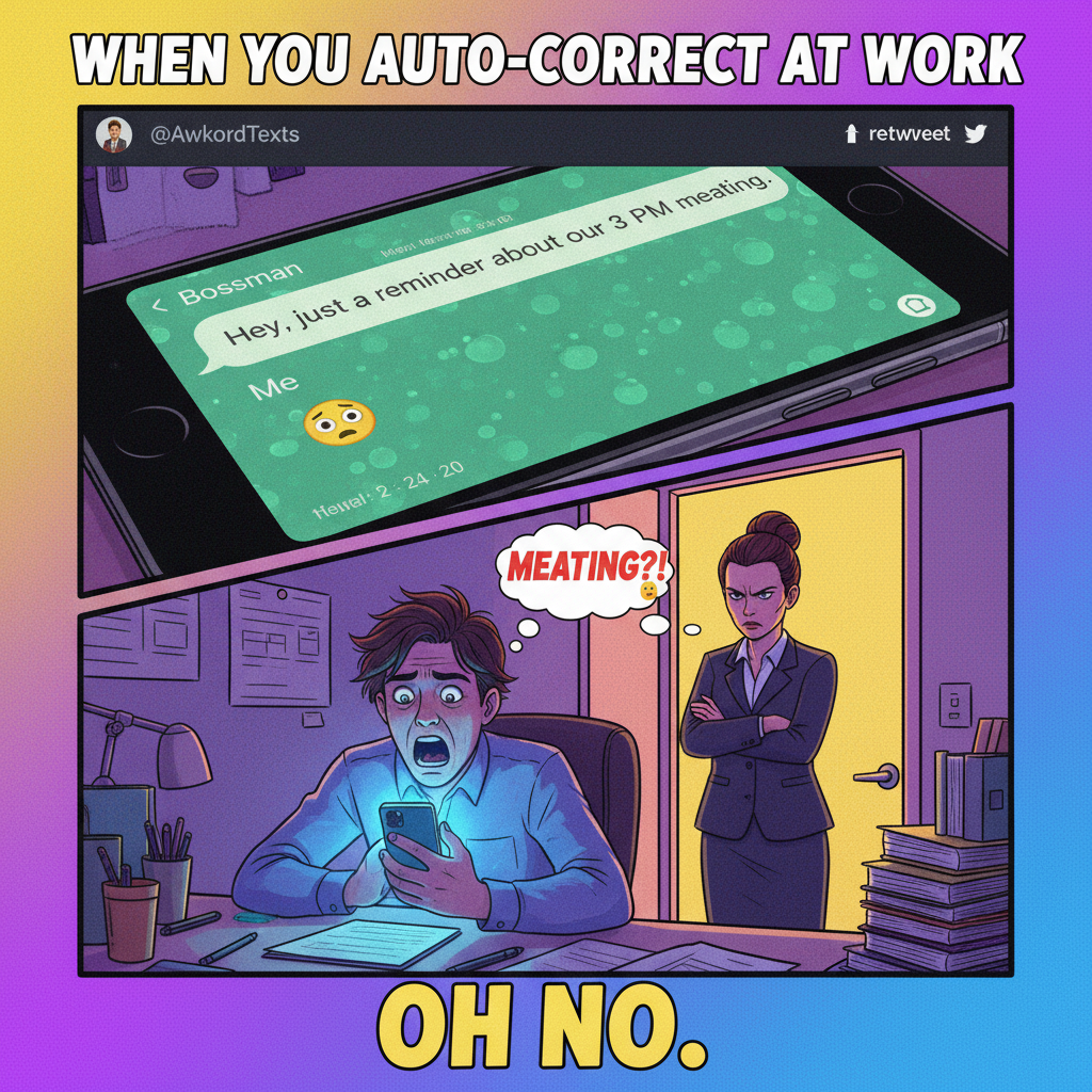 Autocorrect changed 'meeting' to 'meating'. Now HR thinks I'm a cannibal.