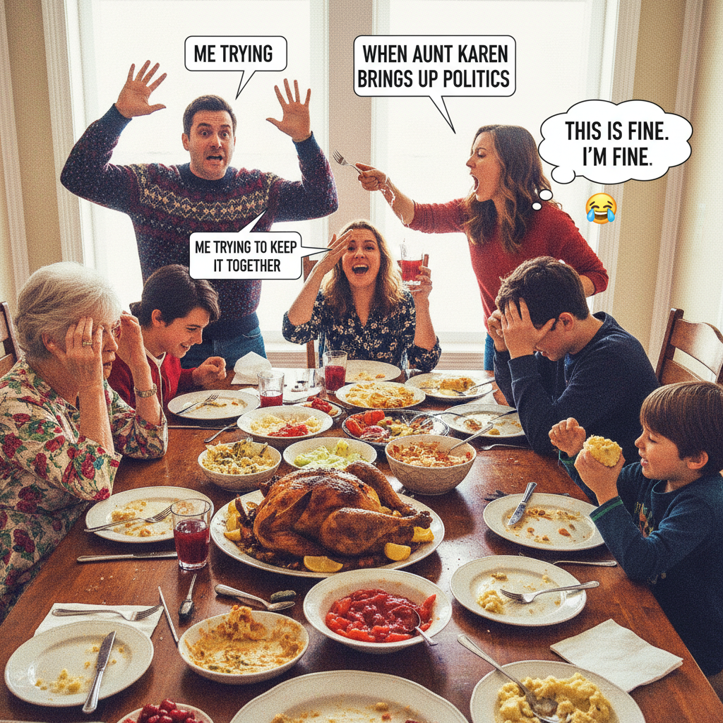 Family dinner: where 'pass the salt' turns into a 3-hour debate about politics.