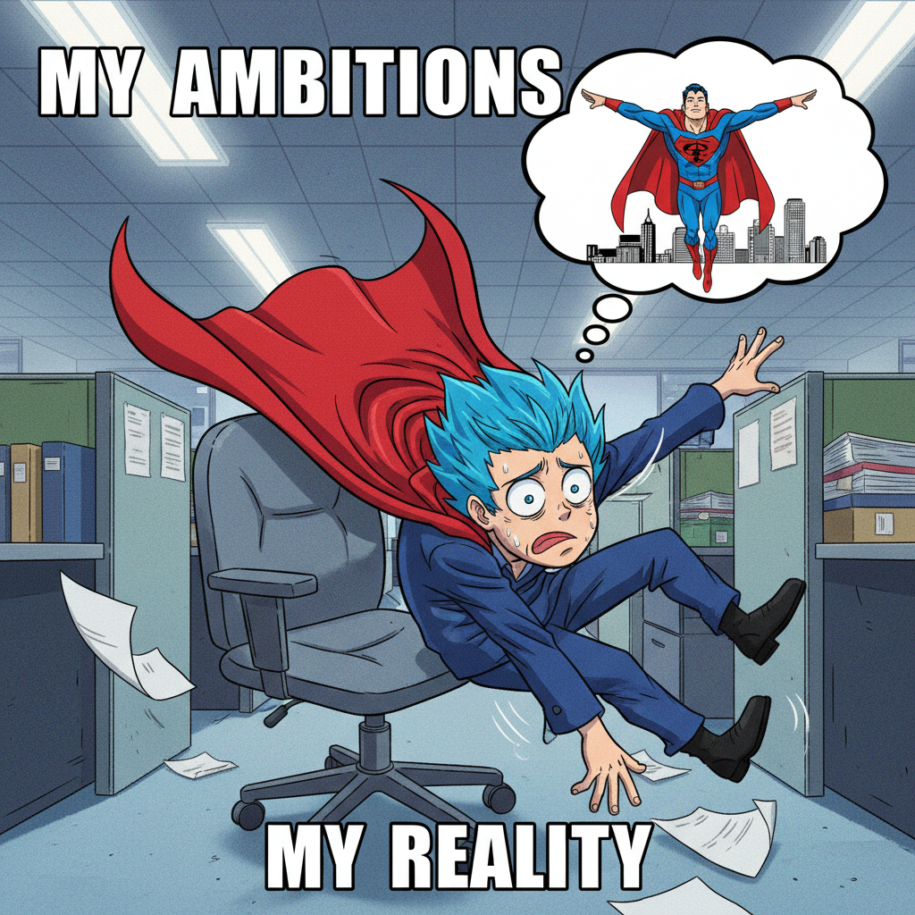 Me trying to use anime logic in real life: *falls off chair, expects super powers*