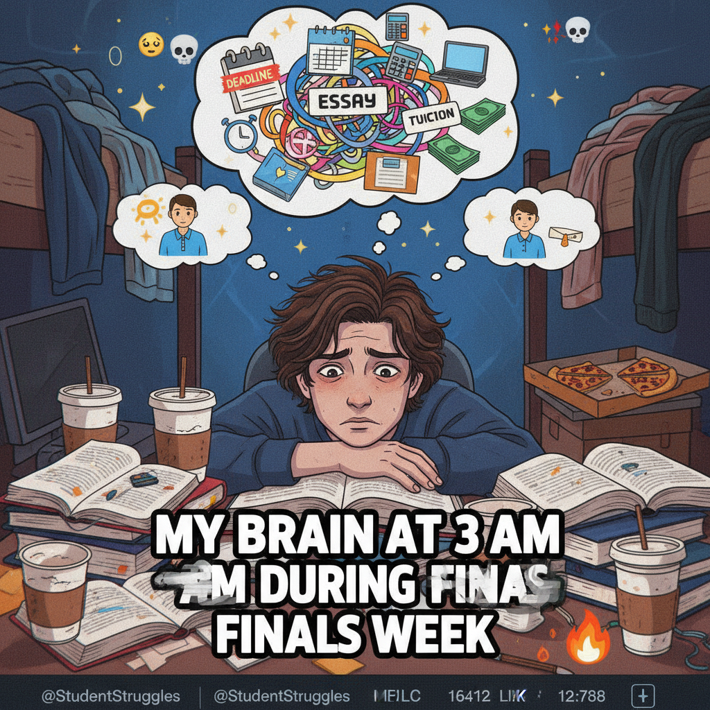 Me during exam season: 'I can't wait to relax!' Me after exams: *still stressed about something else* #StudentLife