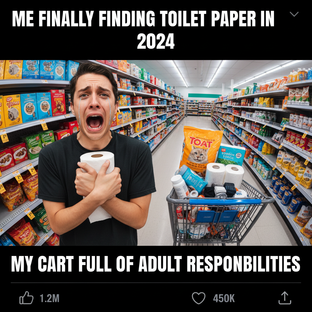 Just realized 'adulting' means I buy my own toilet paper now. What a scam. #AdultingIsHard