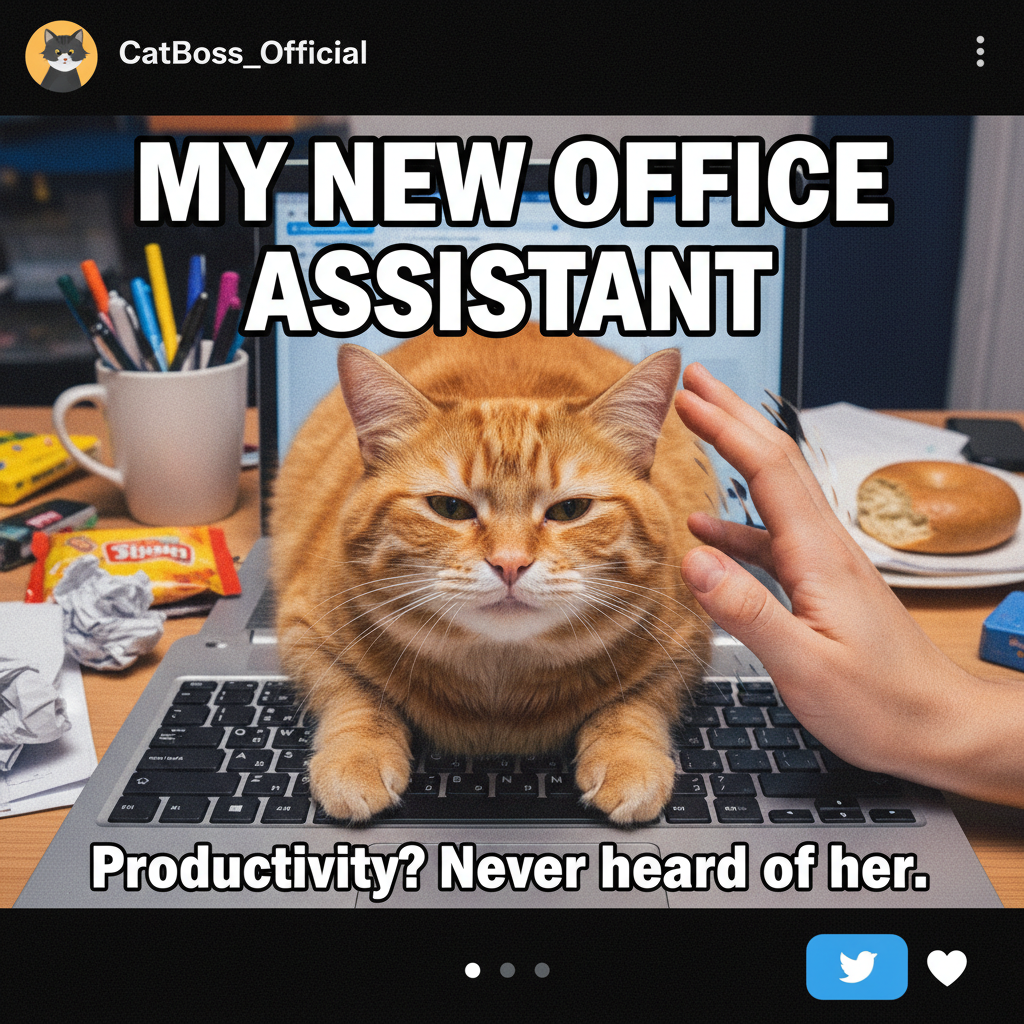 My WFH setup is 50% productivity, 50% convincing my cat the keyboard isn't a bed.