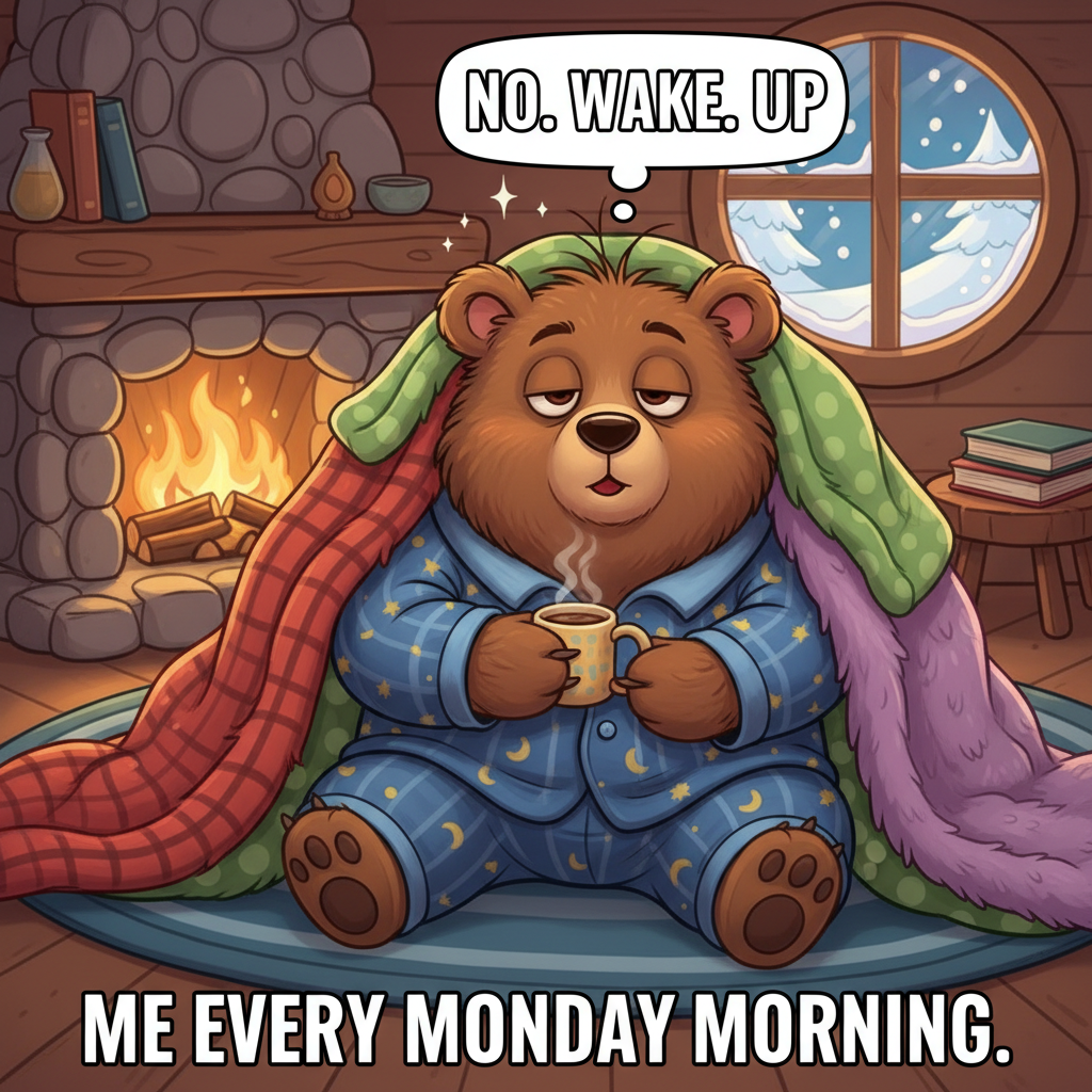 Seasonal depression hitting different this year. My spirit animal is a hibernating bear.