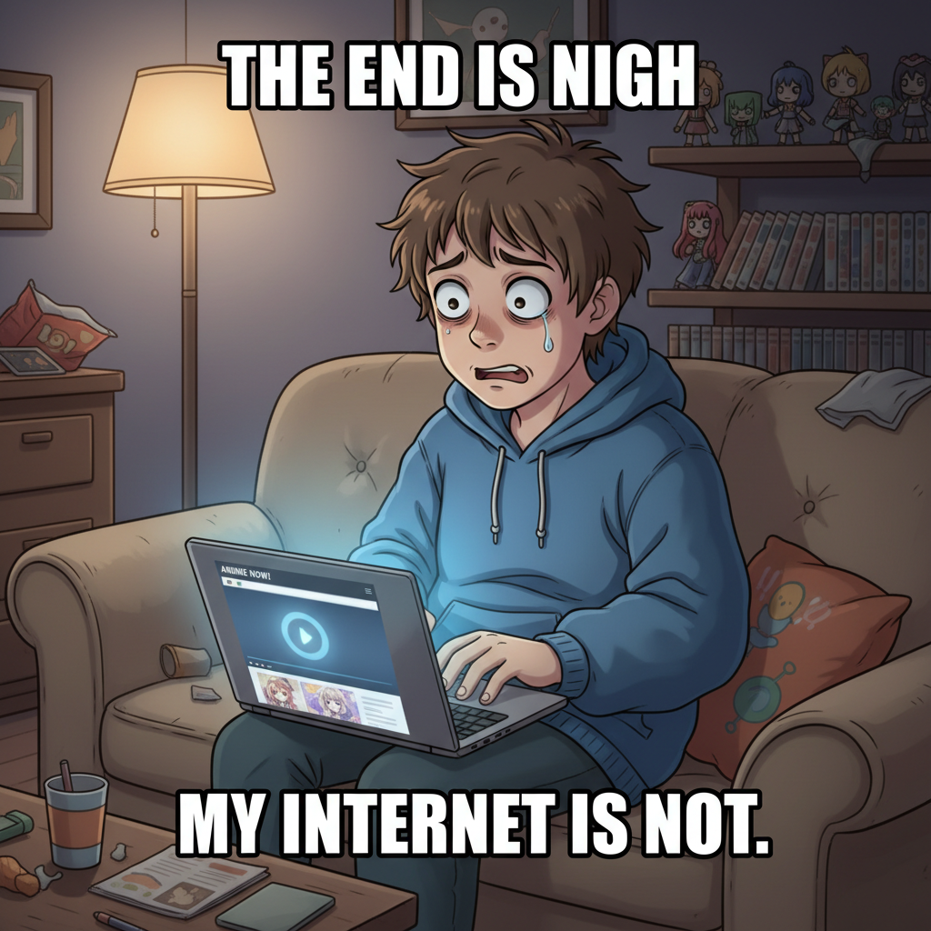 When the Wi-Fi drops mid-anime binge and you question all your life choices