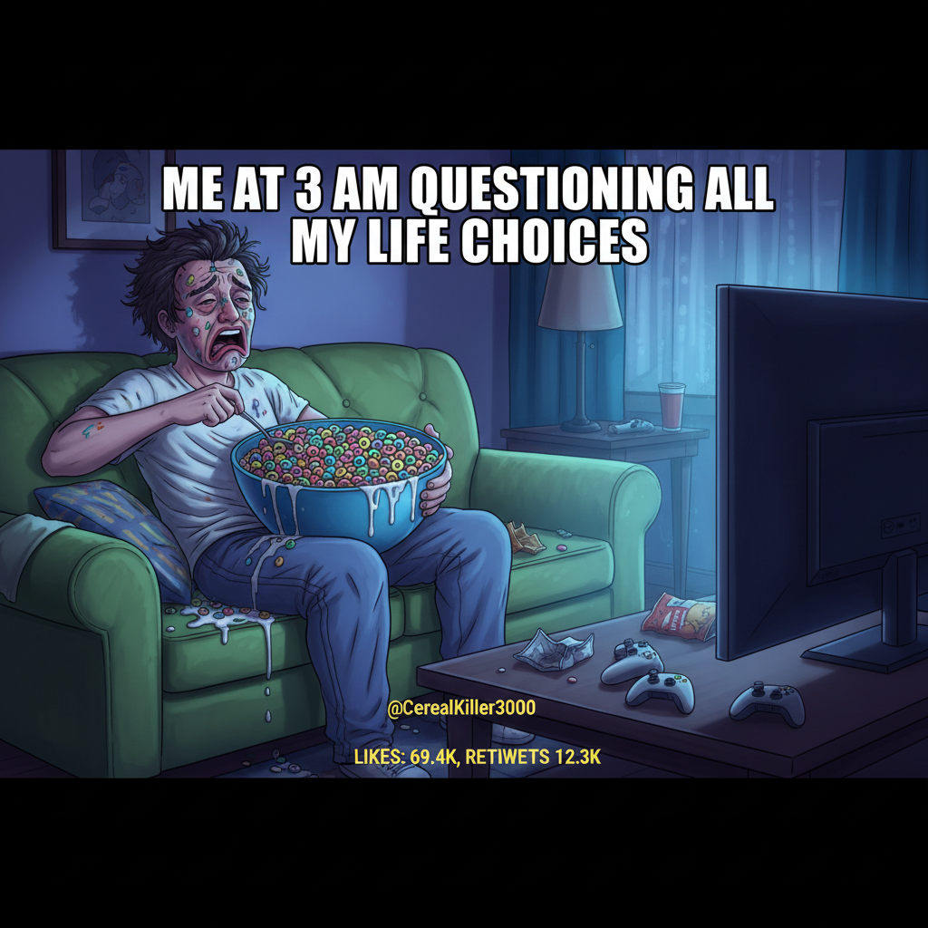 My New Year's resolution was to be healthier. I'm currently eating cereal for dinner.