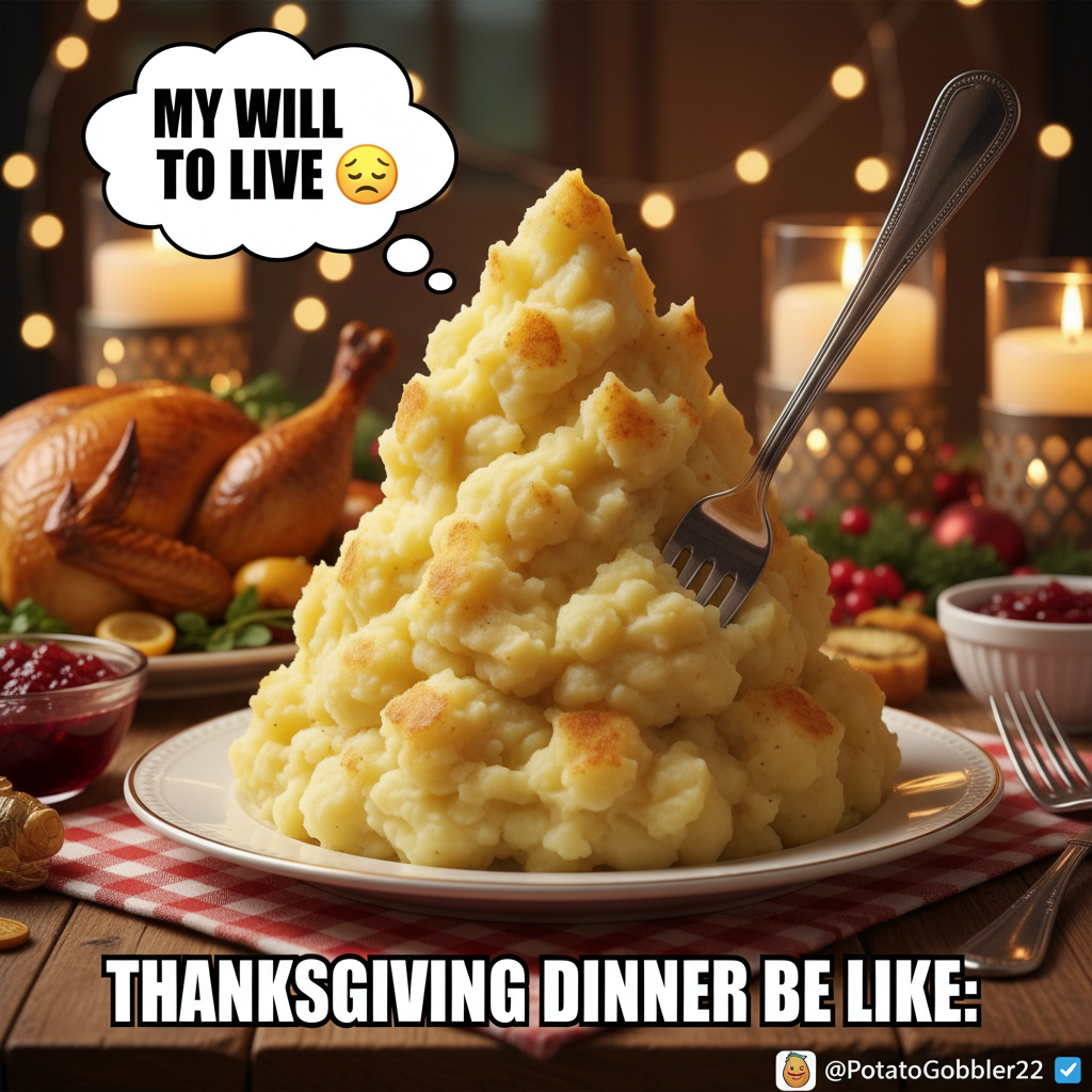 Grandma just asked if I'm 'seeing anyone special.' The special someone is this mashed potato mountain.