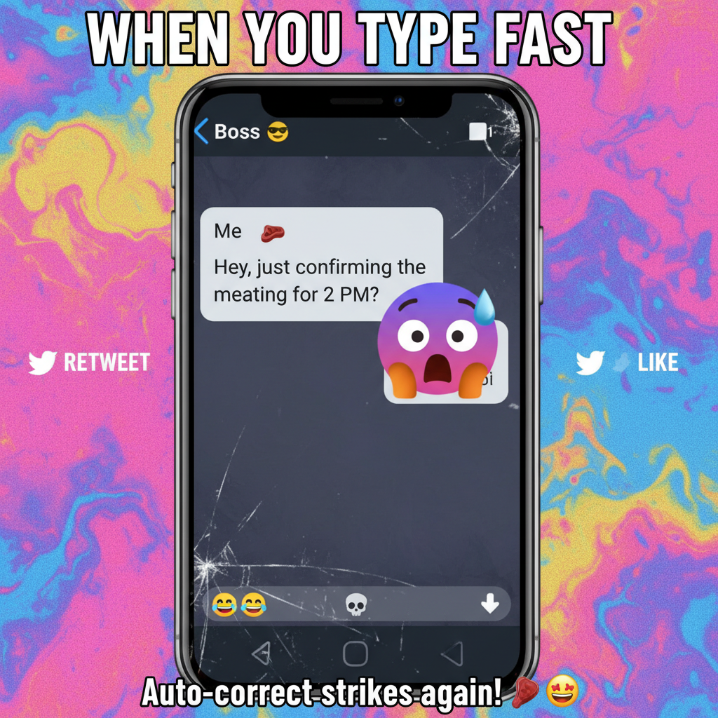 My phone autocorrected 'meeting' to 'meating'. Boss thinks I'm a cannibal. Send help.