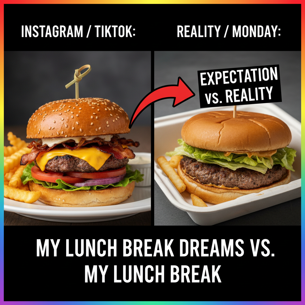 Ordered a gourmet burger, got a sad patty on a deflated bun. 10/10 would cry again.