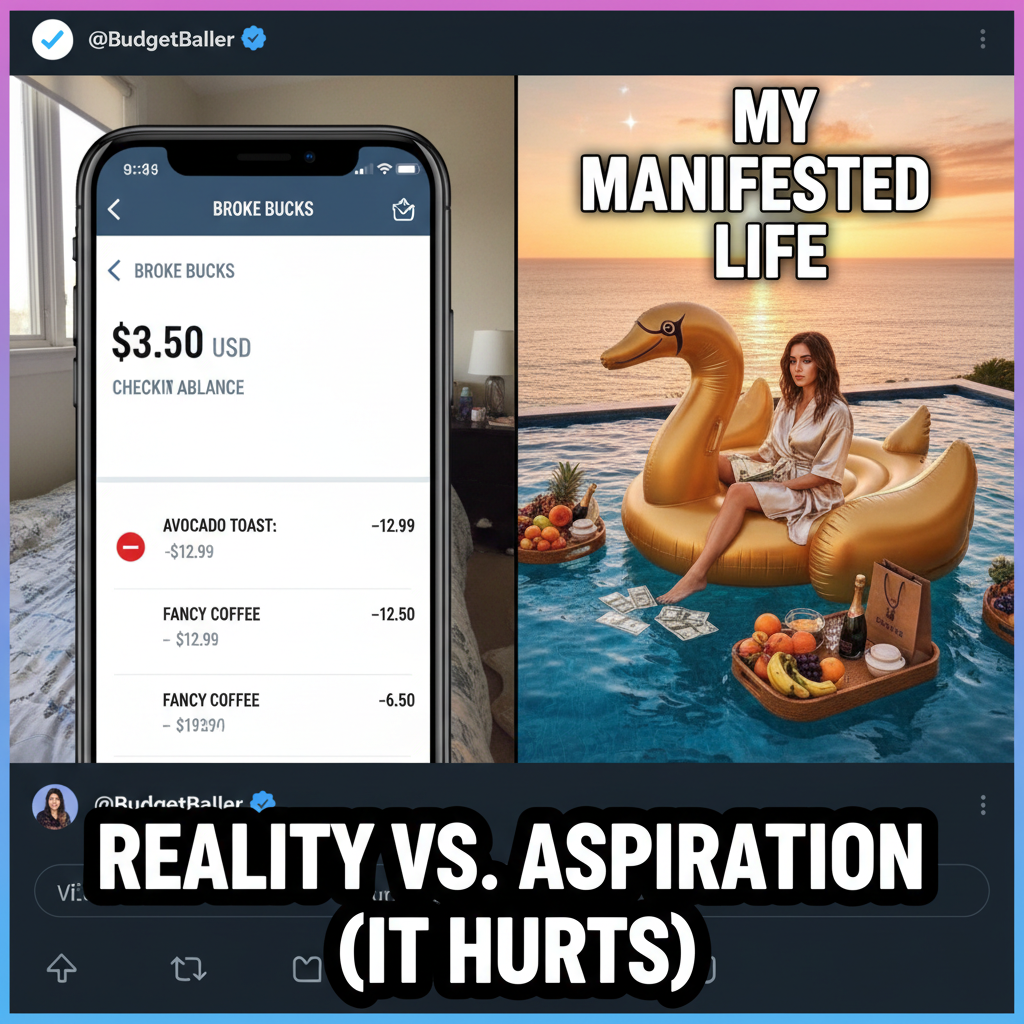 My bank account after paying rent vs. my hopes and dreams for the month.