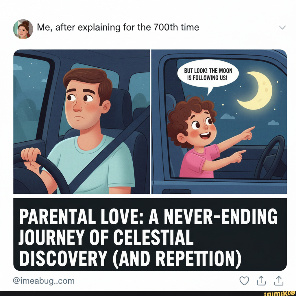 My kid just asked why the moon follows our car. I'm not smart enough for this.