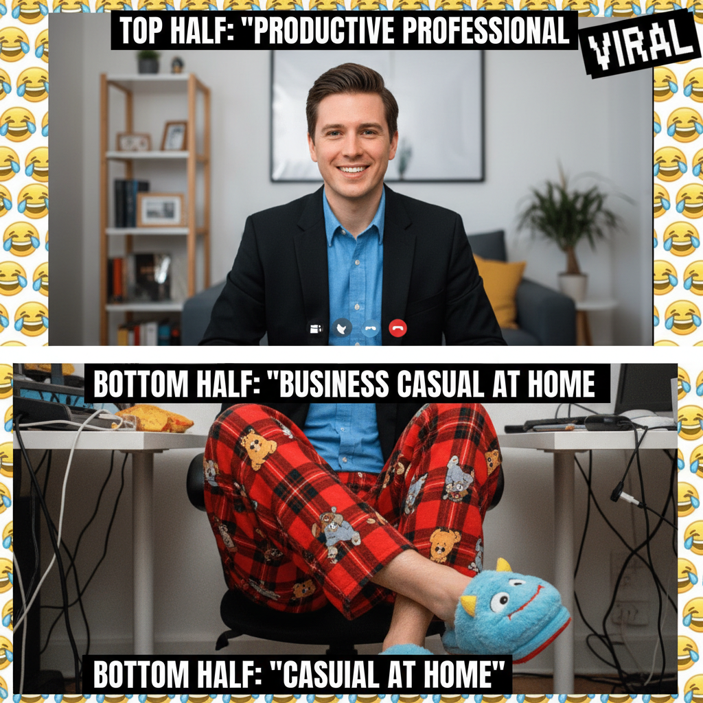 My 'work from home' outfit is 50% professional, 50% pajamas. It's called balance.